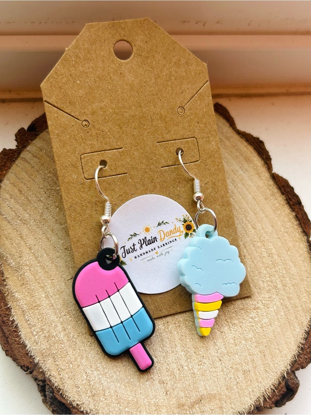 Popsicle Cotton Candy Ice Cream Earrings Handmade Summer Festival Mismatched